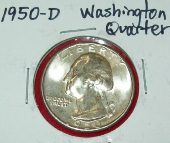 1950-D Washington Silver Quarter BU Uncirculated Coin