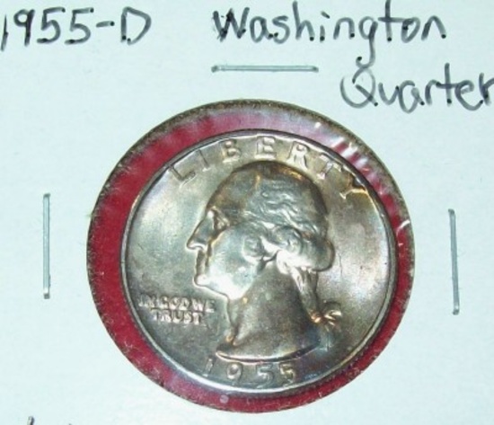 1955-D Washington Silver Quarter BU Uncirculated Coin