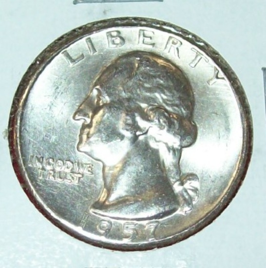 1957 Washington Silver Quarter BU Uncirculated Coin