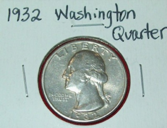 1932 Washington Silver Quarter AU  Coin