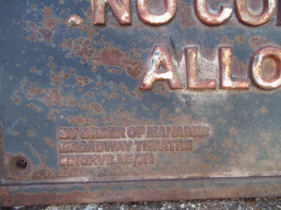 Signs Rustic Cast iron Segregation plaque NO COLORED ALLOWED Knoxville