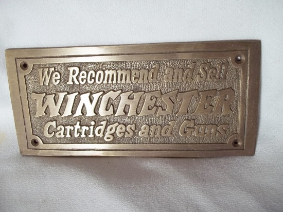 Solid Heavy Brass Winchester We Recommend And Sell Cartridges And Guns Sign Plaque