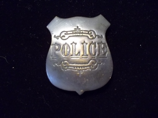 Brass Police Badge With Scroll Work