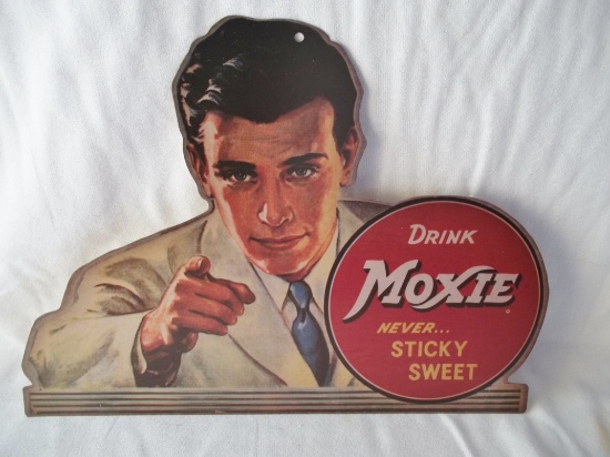 Drink Moxie Never Sticky Sweet Cardboard Cut-Out Advertising Sign