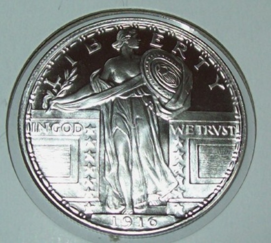 Standing Liberty Golden State Mint 1 Troy Oz. .999 Fine Silver Round