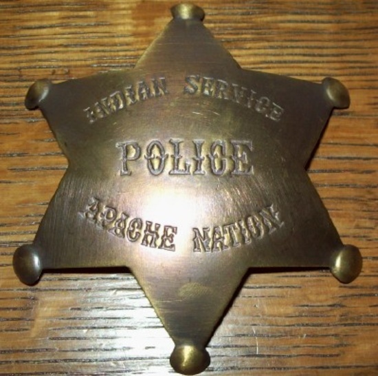 Apache Nation Indian Service Police Badge Brass