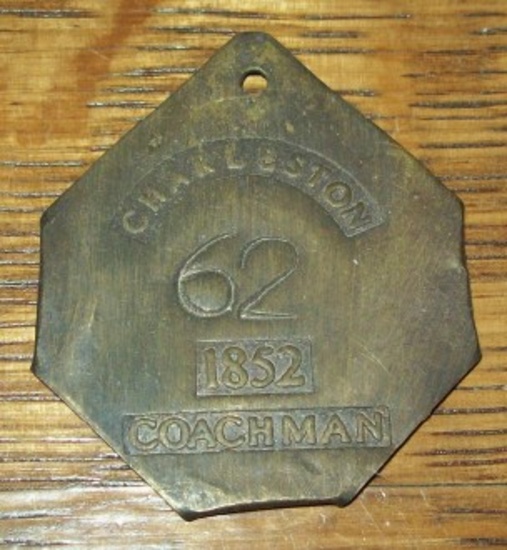 1852 Charleston Coachman Slave Tag