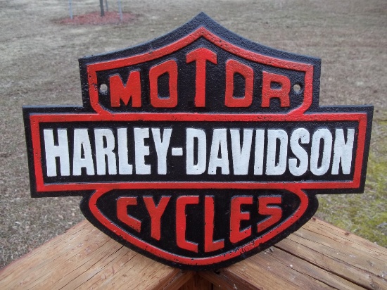 Cast Iron Harley Davidson Motor Cycles Sign Store Dealer Advertising Plaque Motorcycle Hog Cycle