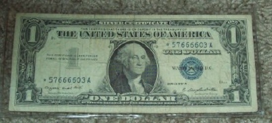 1957-A $1 Silver Certificate Star Replacement Note Currency