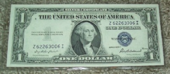 1935-F $1 Silver Certificate Uncirculated Note Currency One Dollar