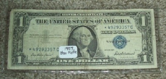 1957 $1 Silver Certificate Star Replacement Note Currency