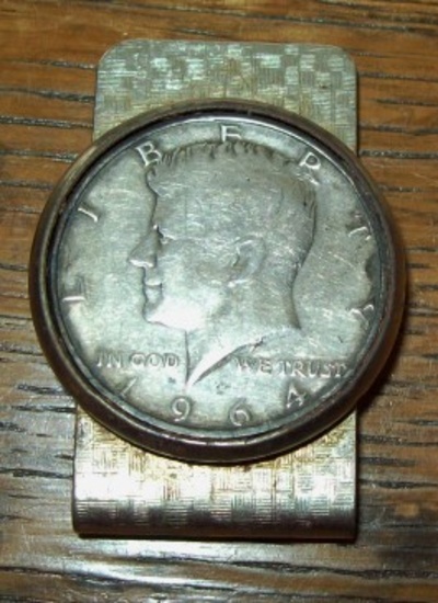 1964 Silver Kennedy Half Dollar Money Clip