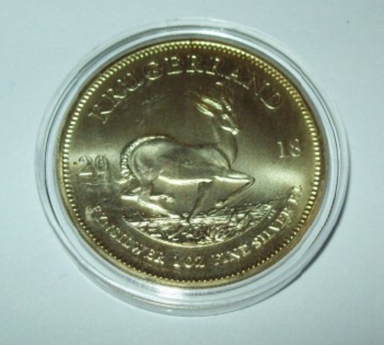 2018 South Africa Krugerrand 1 troy oz. .999 Fine Silver Gold Gilded