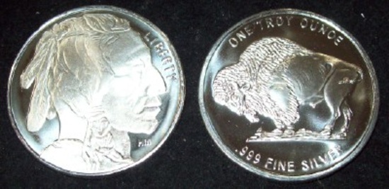 Buffalo Indian Head 1 troy oz. .999 Fine Silver Round Bullion