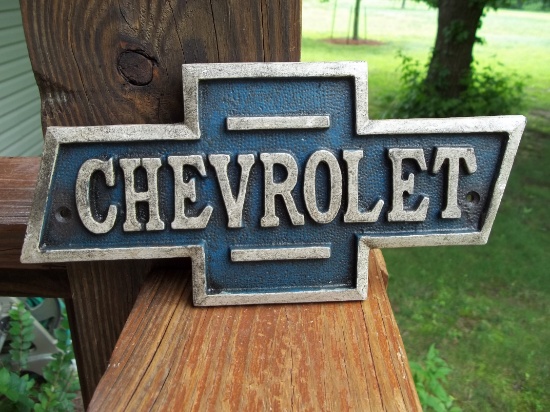 Thick Heavy Cast Iron Chevrolet Bowtie Sign Plaque Chevy Car Sign