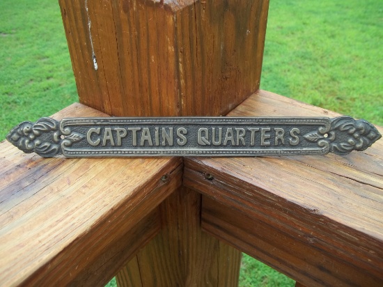 Long Brass Captains Quarters Sign Plaque Boat Marina Sign
