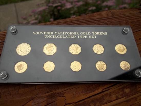 1 Set Of Souvenir California Gold Tokens Uncirculated Type Set 10 Tokens In Case