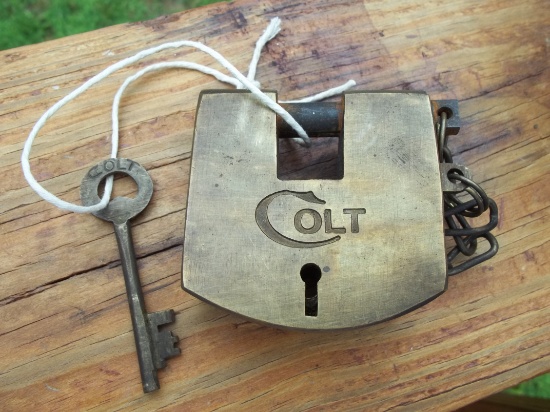 Solid Brass Colt Firearms Rare Unusual Locking Mechanism Lock Padlock with Working Key