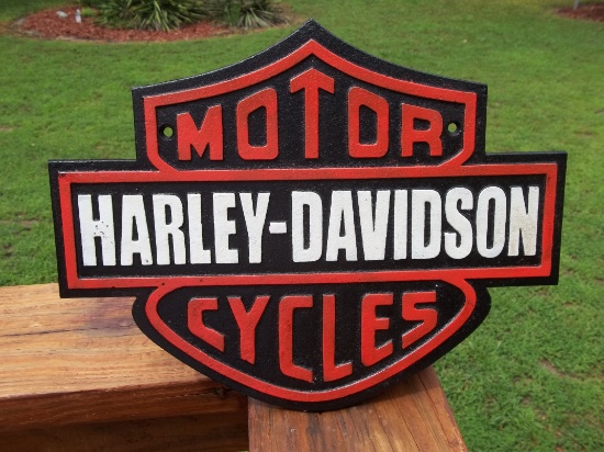Cast Iron Harley Davidson Motor Cycles Sign Store Dealer Advertising Plaque Motorcycle Hog Cycle