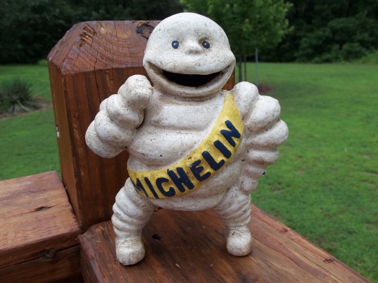Cast Iron Michelin Man Standing Coin Bank Promotional Give Away Tire Store Dealer