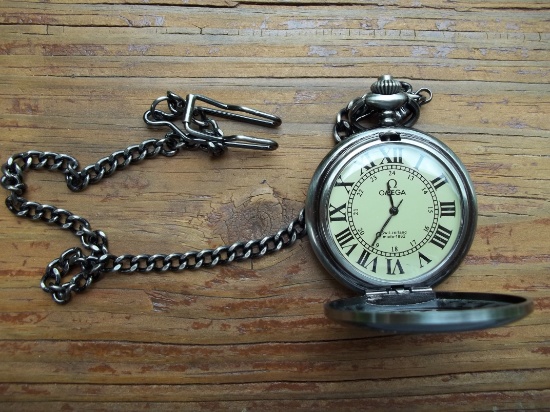 Reproduction New Fake Omega Running Pocket Watch With Chain