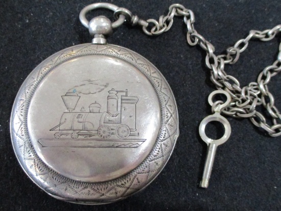 Vintage Lutz Freres "Railway Time Keeper" Pocket Watch Full Hunter Key Winding