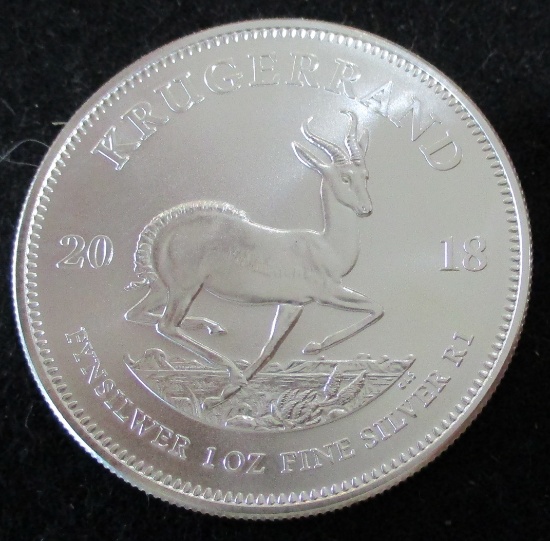 2018 South Africa Krugerrand 1 Oz. .999 Fine Silver One Rand Coin