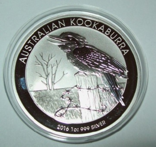 2016 Australia Kookaburra Silver Dollar Coin 1 troy oz. .999 Fine Silver