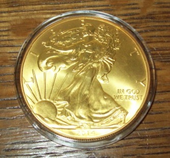 2014 American Silver Eagle Gold Gilded Silver Dollar Coin 1 troy oz. .999 Fine Silver