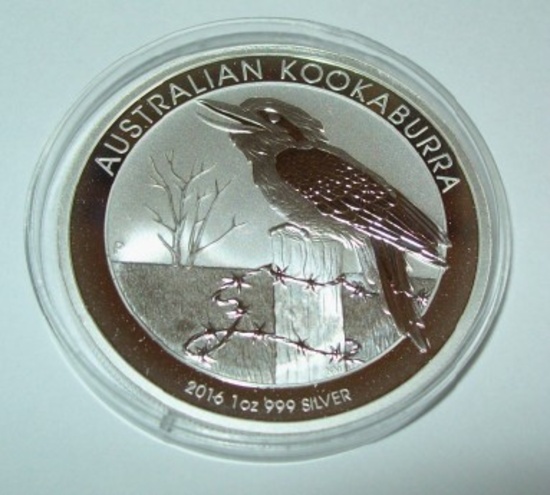 2016 Australia Kookaburra Silver Dollar Coin 1 troy oz. .999 Fine Silver