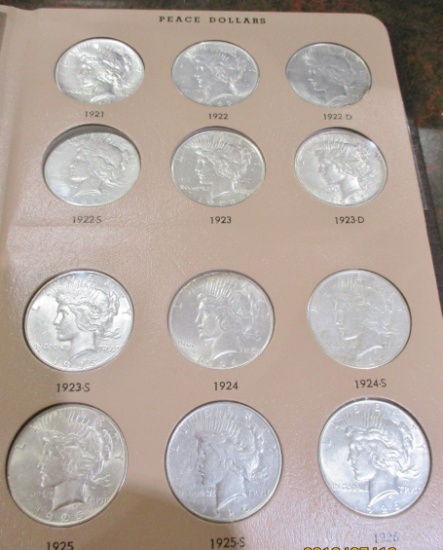 Complete Set of 24 Peace Silver Dollars in Dansco Album 1921-1935 Higher Grade