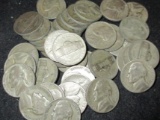 Roll of 40 War Jefferson Nickels 35% Silver 1945-S $2 Face Value 40 Coins