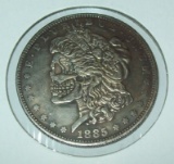 1885 Morgan Hobo Dollar Fantasy Coin Skull and Reverse 1924 Peace Dollar Skull