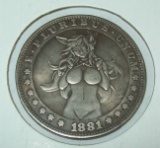 1881-CC Morgan Hobo Dollar Fantasy Coin Busty Vixen