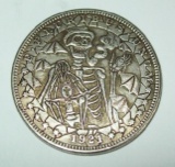 1921 Morgan Hobo Dollar Fantasy Coin Skeleton with Pipe