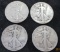 Lot of 4 Walking Liberty Silver Half Dollars  1943-S, 1944, 1945, 1947-D