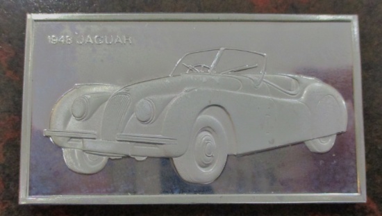 1948 Jaguar Car 1000 Grains .925 Sterling Silver Bar Franklin Mint 2.1 troy oz