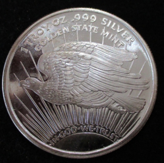 Golden State Mint St. Gaudens Eagle 1 troy Oz. .999 Fine Silver Round