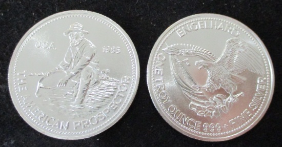 1985 American Prospector Engelhard Eagle 1 troy oz. .999 Fine Silver Round