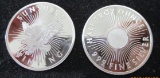 Lot of 2 Sunshine Mint 1/2 Oz. .999 Fine Silver Rounds 1 Oz. Total