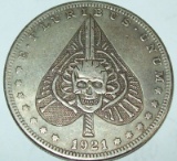 1921 Morgan Hobo Dollar Fantasy Coin Skull in Spade Dagger