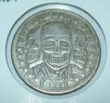 1884 Morgan Hobo Dollar Fantasy Coin Three Skulls