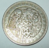 1893 Morgan Hobo Dollar Fantasy Coin Skeleton Butterfly Woman