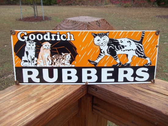 Porcelain Goodrich Rubbers Sign Cat Wearing Shoes Store Sign