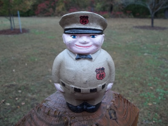Cast Iron Phillips 66 Station Man Coin Money Bank