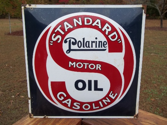 Standard Gasoline Polarine Motor Oil Advertising Porcelain Sign