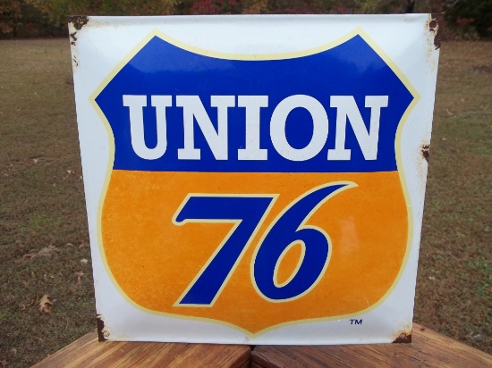 Porcelain Union 76 Gas & Oil Sign 12 x 12 Inch Pump Plate Gas Station Sign