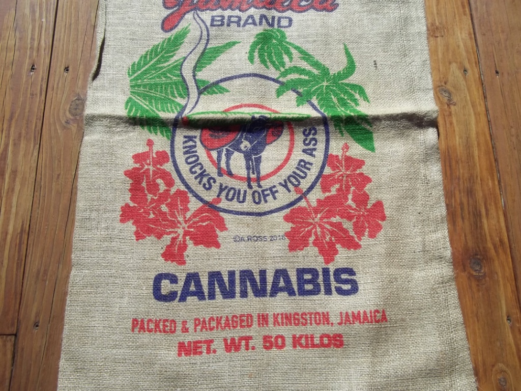 Jamaica Brand Cannabis 50 Kilos Marijuana Burlap Sack 