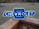Porcelain Chevrolet Chevy Bow Tie 20 Inch Sign Station Dealer Sign