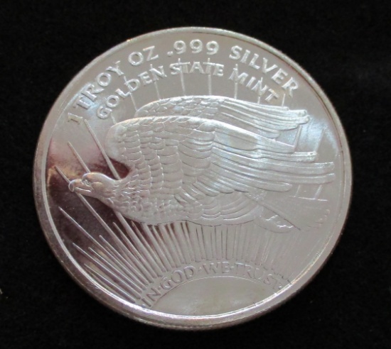 Golden State Mint St. Gaudens Eagle 1 troy oz. .999 Fine Silver Round